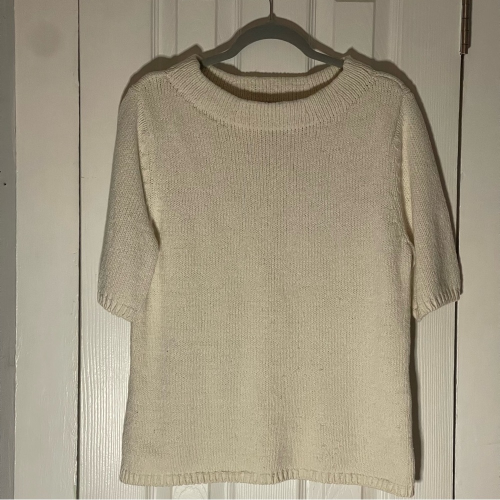 Talbots Ivory Short Sleeve Sweater